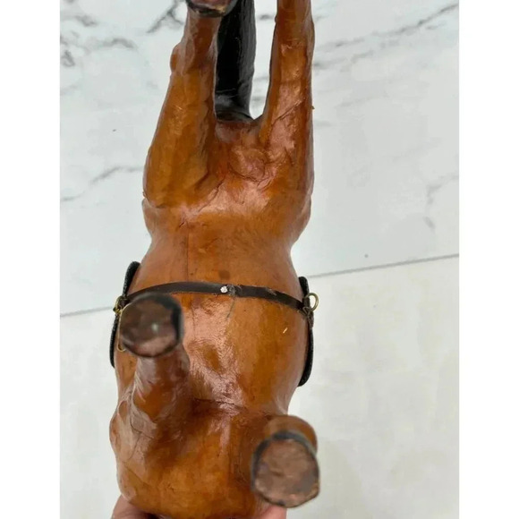 Vintage Collection Leather Statue Horse With Saddle Brown Size 13"H - Picture 10 of 10
